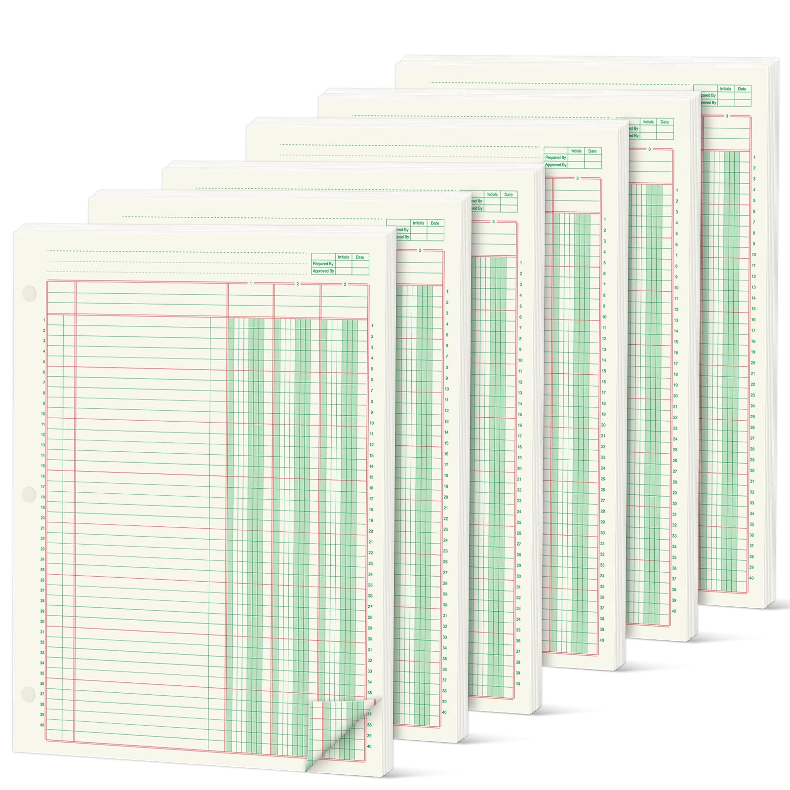 6 Pads 100 Sheets Columnar Analysis Pad 3 Column Ledger 3 Hole Punch Accounting Ledger Book 8-1/2 x 11 Ledger Paper Pad Double Page Format Columnar