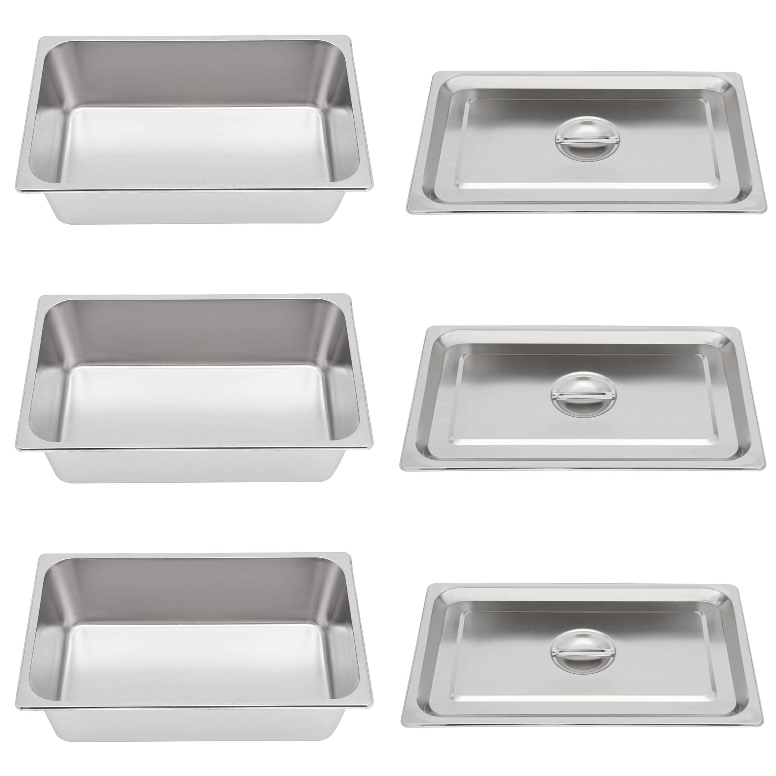 Amazon.com: 3 Pcs-6 Inch Deep Steam Table Pans with Lid, Full Size  Stainless Steel Hotel Pan Restaurant Steam Table Pans Commercial Cookwares,  Food Pan Buffet Servers Pans Catering Food Warmer : 工業與科學