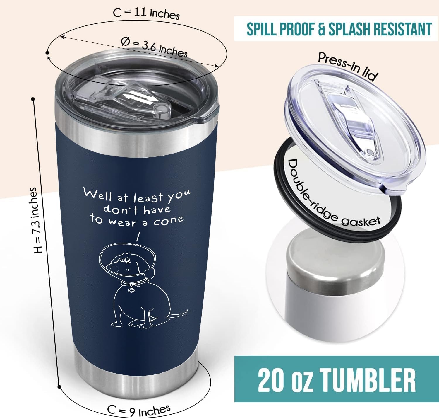 CHICKOR Stainless Steel Tumbler, 20.0 fl oz, Charcoal Purple - Get Well Soon Gifts for Men Women Post Surgery - Image 2