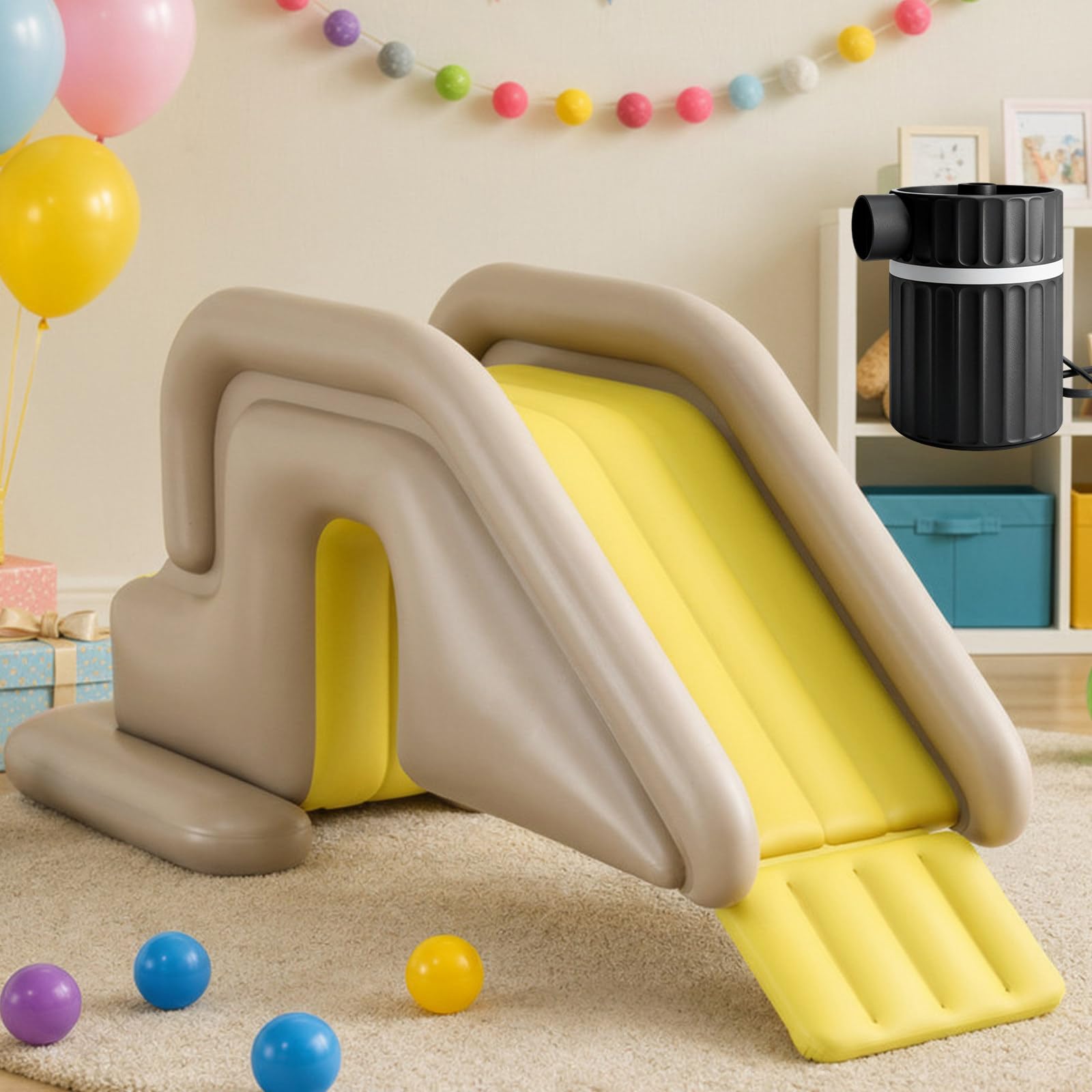 Scivolo Gonfiabile, Acquatico All'Aperto Scivoli Anti-Ribaltamento, Include una pompa d'aria elettrica, Ideale Per Giocare In Casa Nei Giorni Di Pioggia E In Giardino Nelle Giornate Di Sole Beige