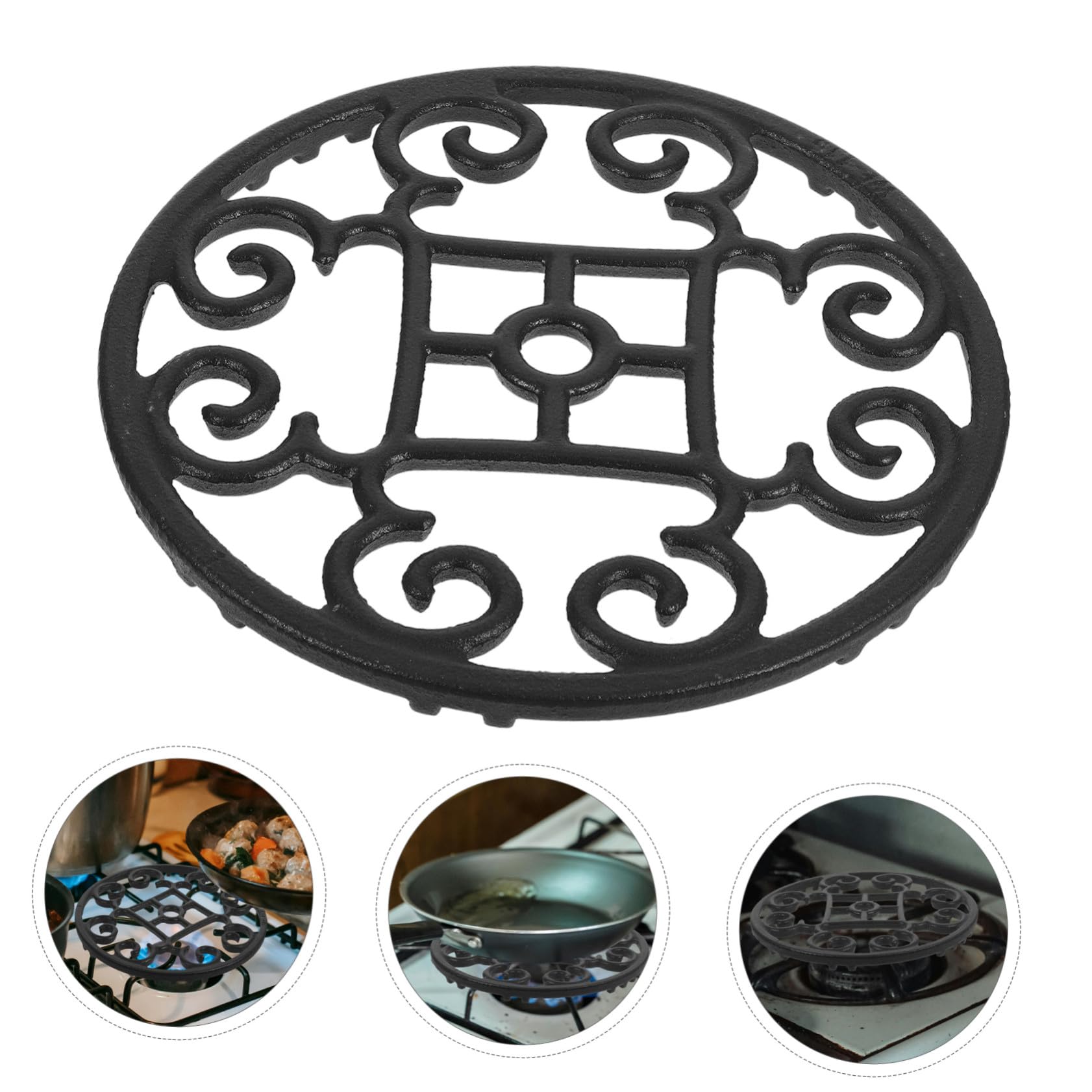 3 Stück Gusseisen Wok Ring Gasherd Herdrost Hitzebeständig Topfträger Rund für Kleinere Töpfe Pfannen Balancierung Herdplatten Kochen Küche