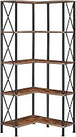 HOOBRO 5-Tier L-Shaped Corner Bookshelf Industrial Bookcase Rustic Brown Black BF60SJ01 Space-Saving Storage Rack