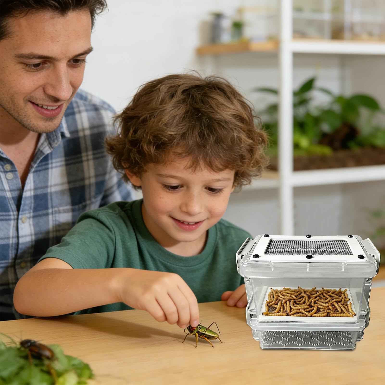 Contenitore per della Farina - Involucro con Filtro Antiumidità - con Pinzetta e Pennello,per Piccoli Animali Domestici Come Scoiattoli Volanti, Rettili,