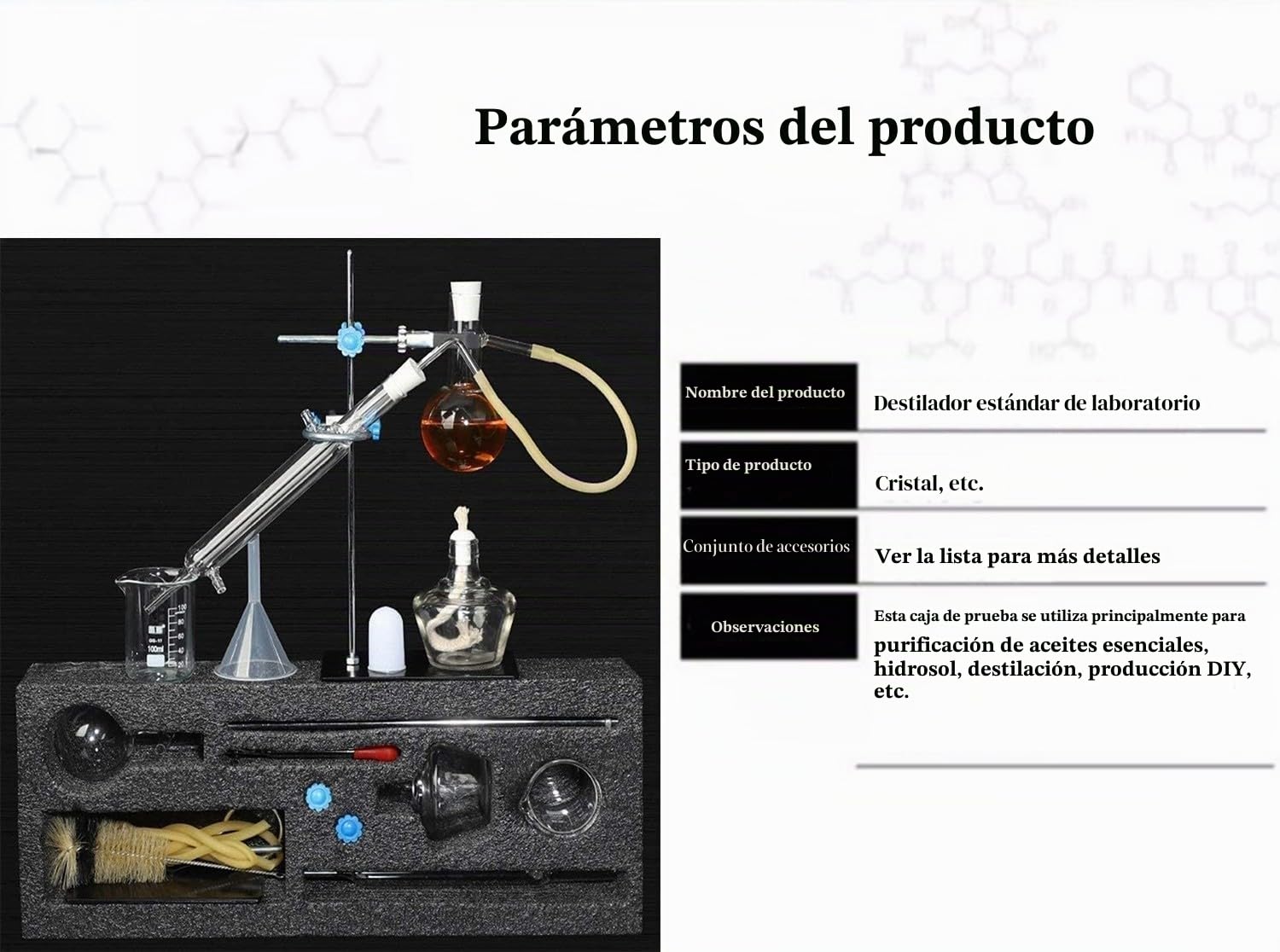 Home Destilador,Aparato De Destilación De Aceite Esenciales De Alcohol De 100 Ml,Equipo De Experimento Químico,Kit De Cristalería De Laboratorio,Juego De 12 Piezas Para Hacer Tu Propio Aceite