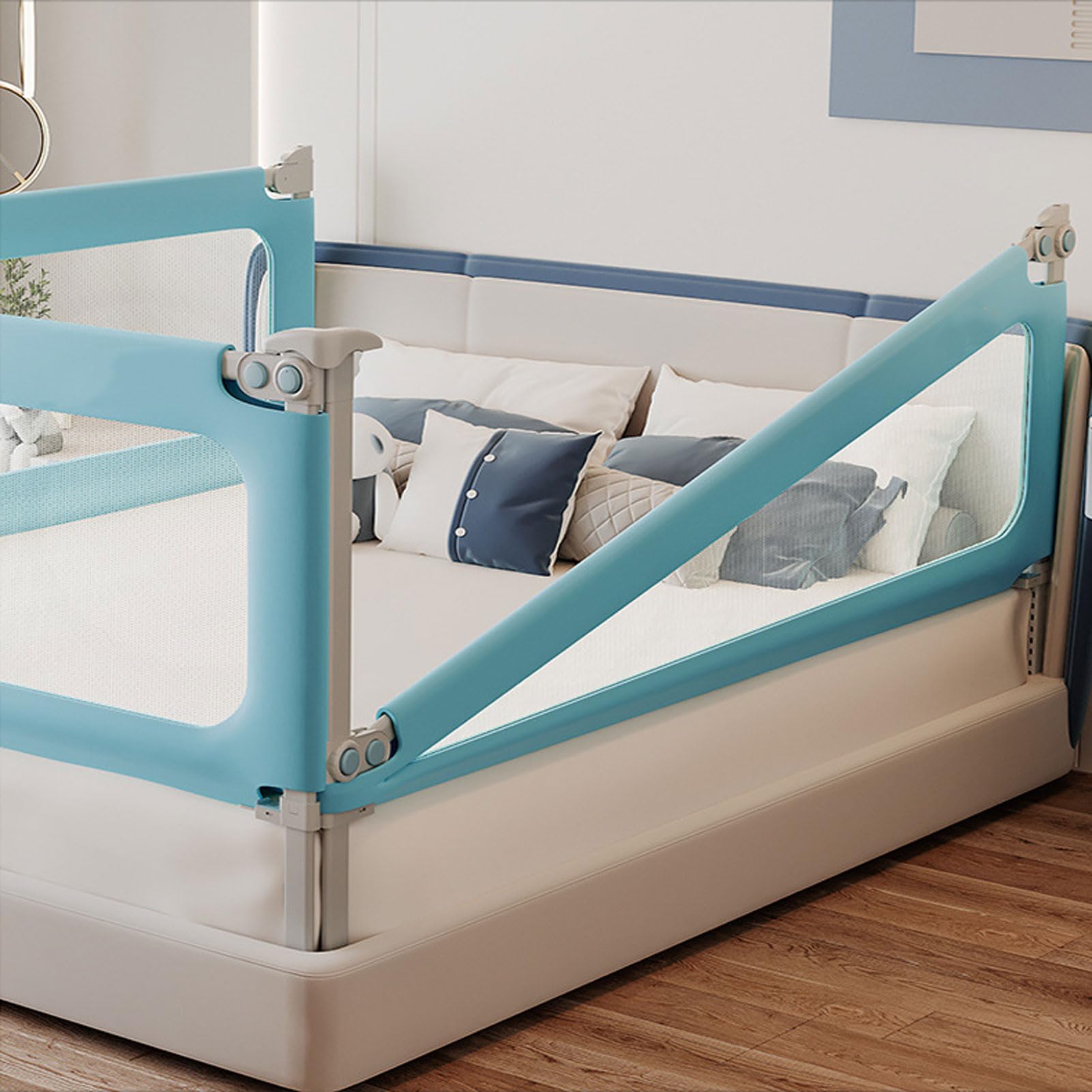 Barandilla de Cama para niños pequeños, barandilla de Seguridad para Cama Infantil, barandilla de Cama para bebé Ajustable en Altura y Plegable, con Doble Cierre de Seguridad y Bar