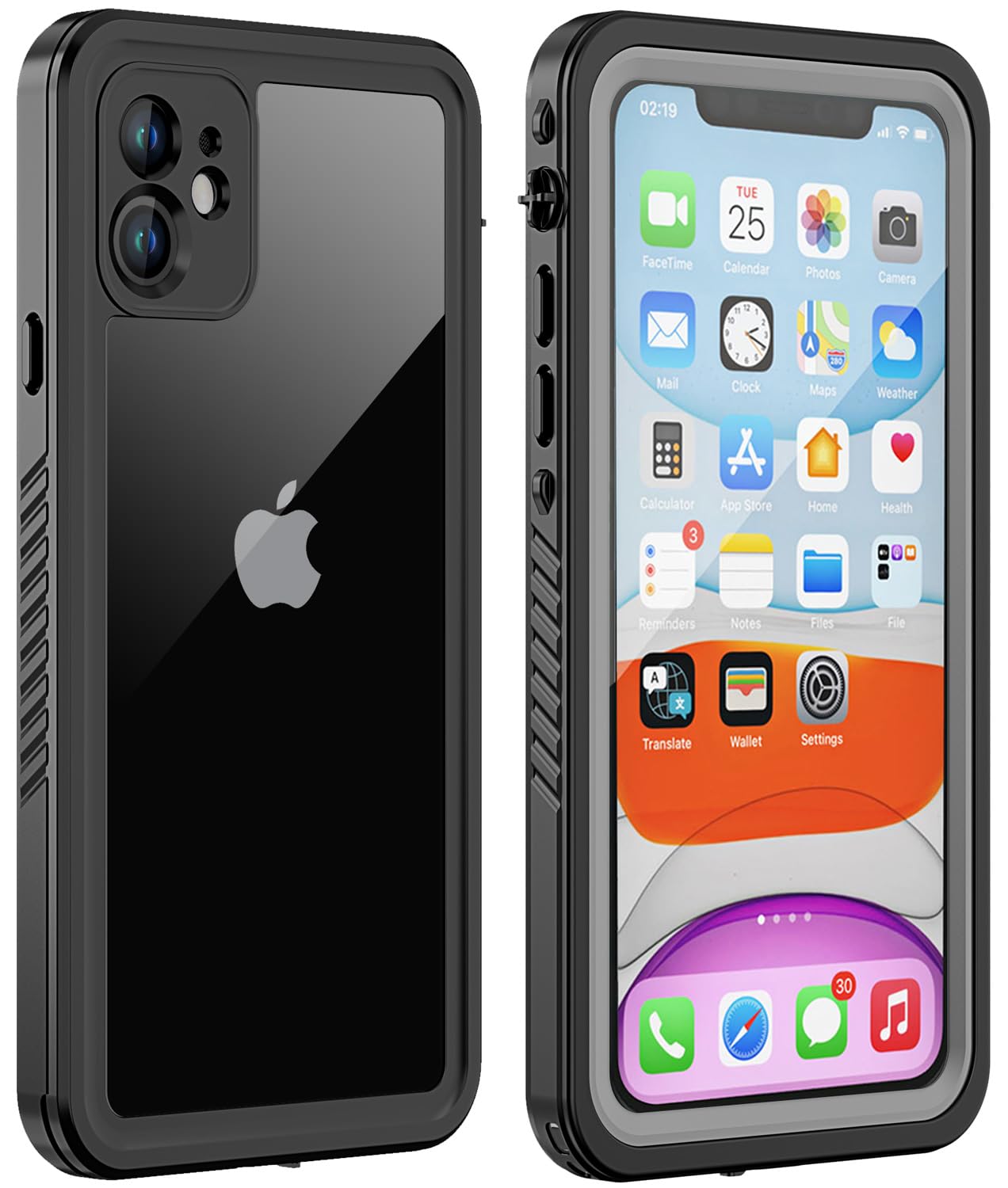for iPhone 11 Waterproof Case with Screen Protector Full Body Protector Shockproof Dustproof Dirtproof Heavy Duty IP68 Waterproof Case for iPhone 11(6.1inch) (Black)