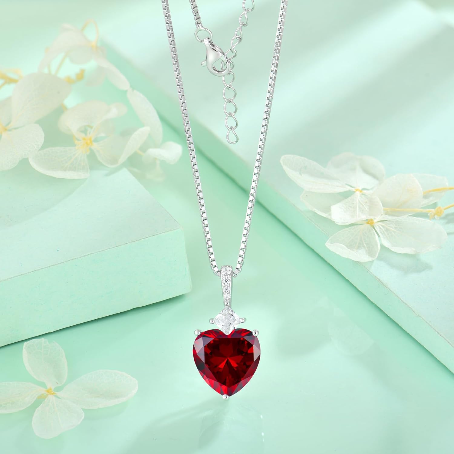 STARCHENIE Birthstone Necklace for Women 925 Sterling Silver Lover Heart Pendant Necklaces Birthstone Jewelry Gift for Her - Image 4