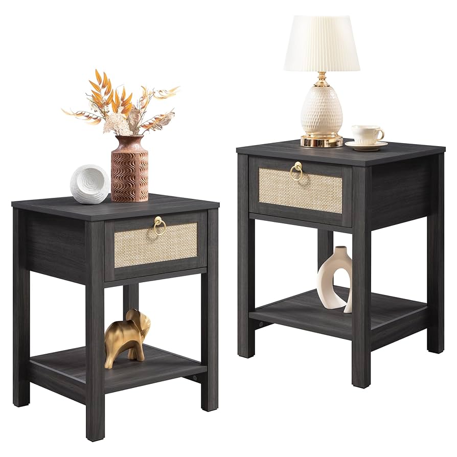 Amazon.com: SICOTAS Nightstand Set of 2 - Rattan Decor