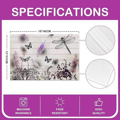 Miniatura 4 de Juego de 4 manteles individuales para mesa de libélula para mujer, manteles individuales para decoración de cocina, cena, interior, de animales,