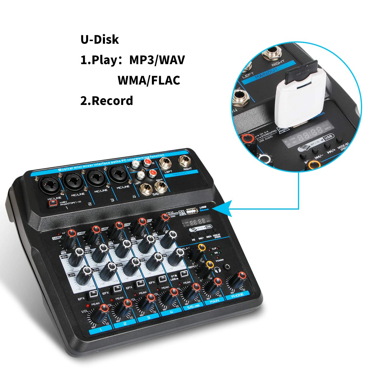Amazon.com: Depusheng U6 Audio Mixer 6-CHANNEL DJ Sound Controller