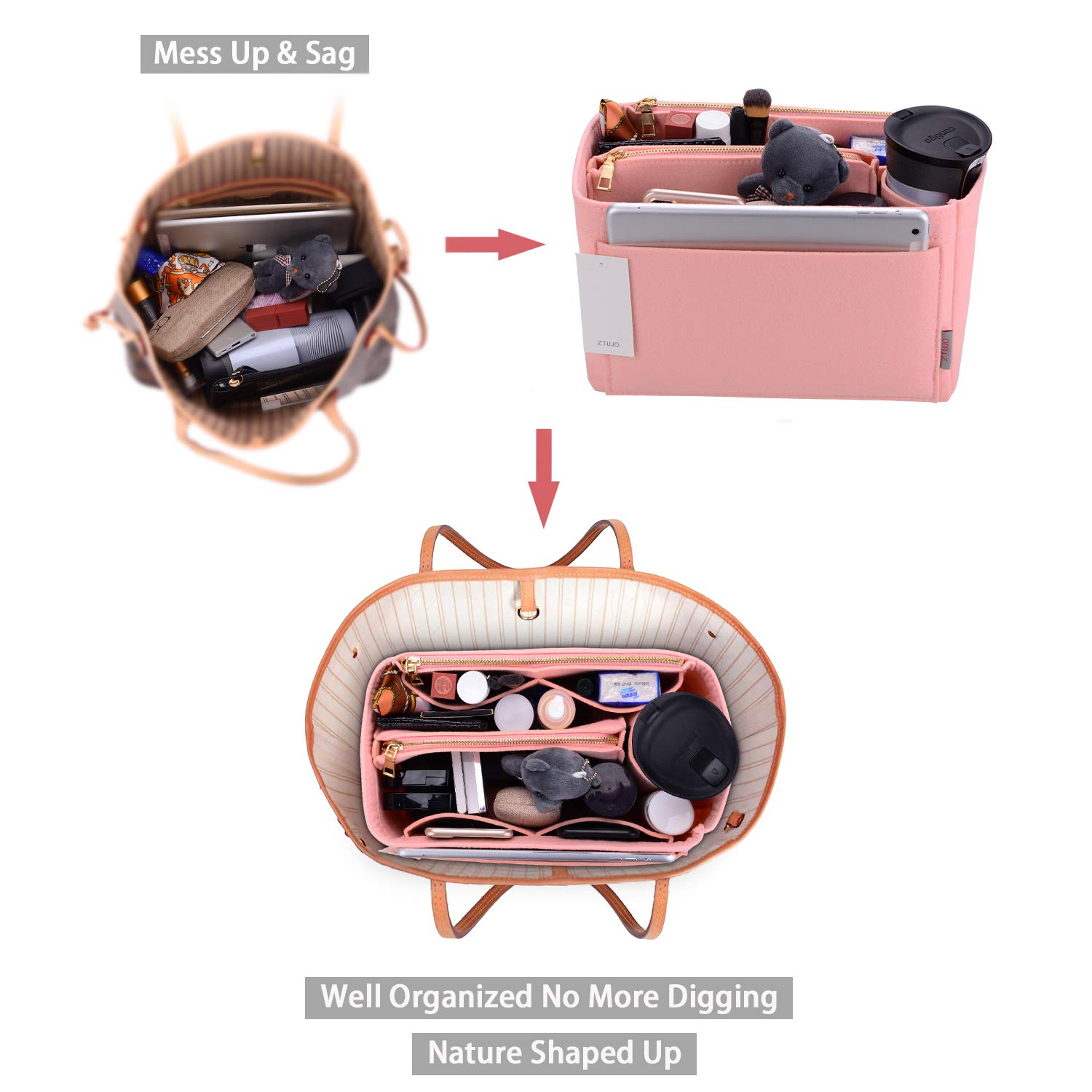 Organizador de bolsos, organizador de fieltro para bolso LV Speedy, Neverfull, elegante, Neverfull, Neverfull, Tote, Bolso, Shaper