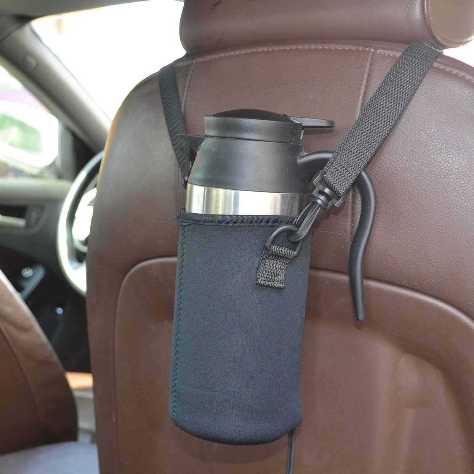 Hervidor de Coche Taza Termo Eléctrica Calefacción Portátil Calentador de Leche Café Agua Acero Inoxidable Aislamiento Vacío Adecuado para Carretera C, 24V, Individual