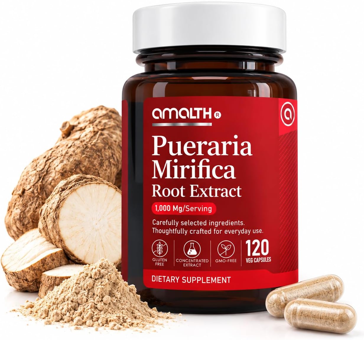 Amalth Pueraria Mirifica Extract 10000mg Strength-90 Veg Capsules Supports Women Wellness Naturally