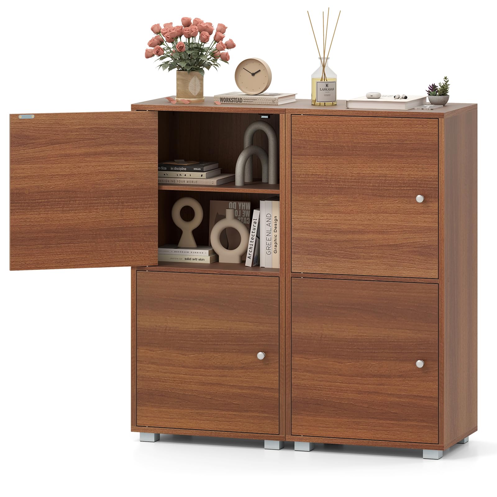 Amazon.com: Giantex 2-Cube Bookcase with Doors Set of 2, Stackable
