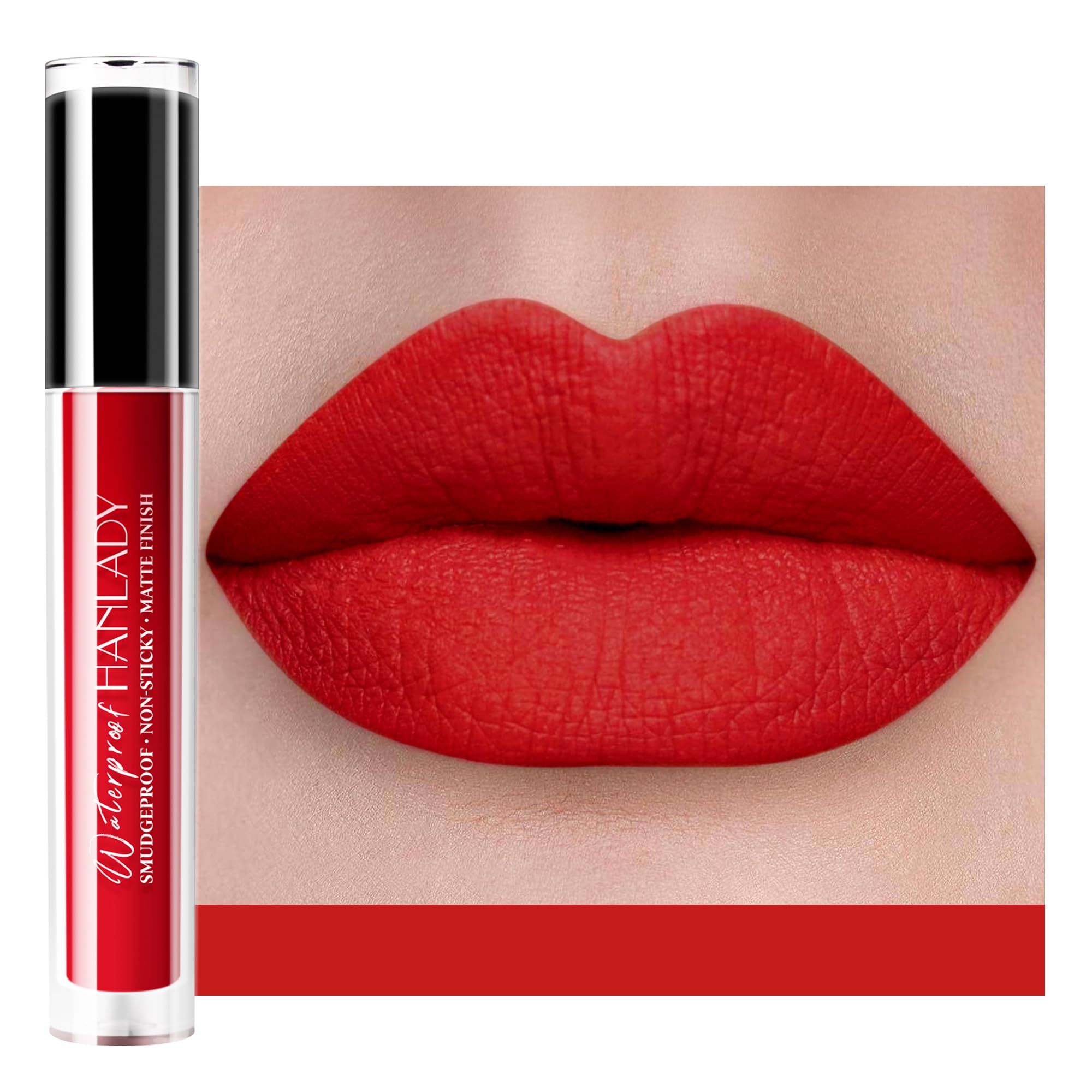 Bright Red Lipstick Matte, Ruby Red Liquid Lipstick Long Lasting for Women, Smudgeproof Lipsticks Lip Stain No Transfer No Smear, Vegan & Cruelty-Free (906 Bright Side)