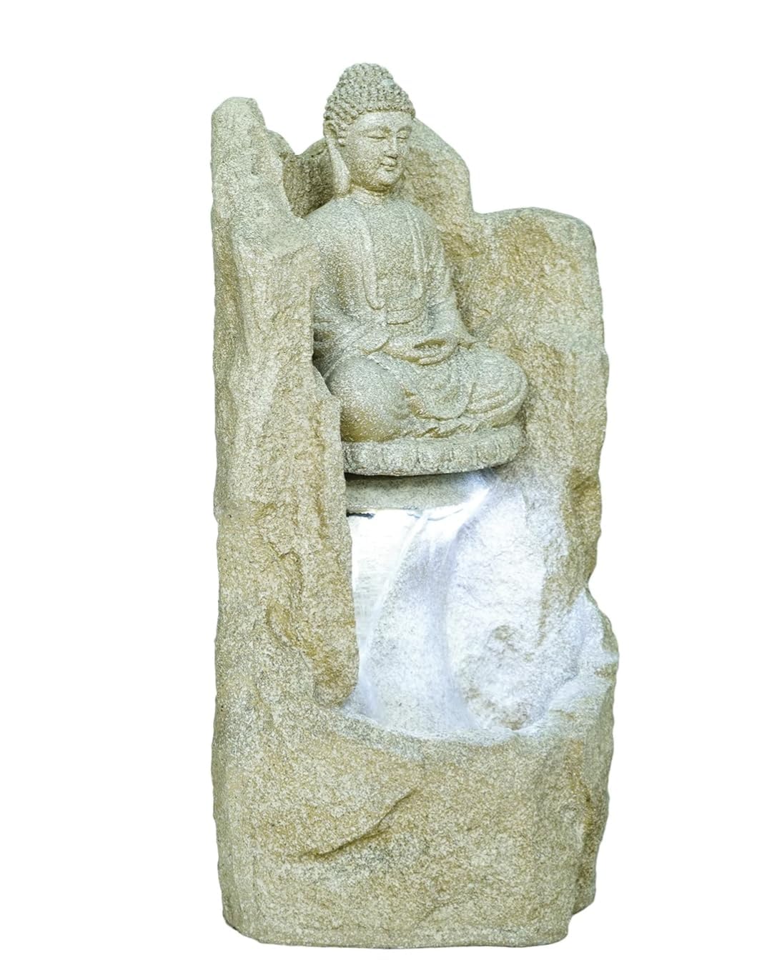 Buddha Statue Decorative Water Fountains for Outdoor Living Room,Office,Garden Table top Waterfall Indoor Home Decor (2 feet) (Cream)-image-20
