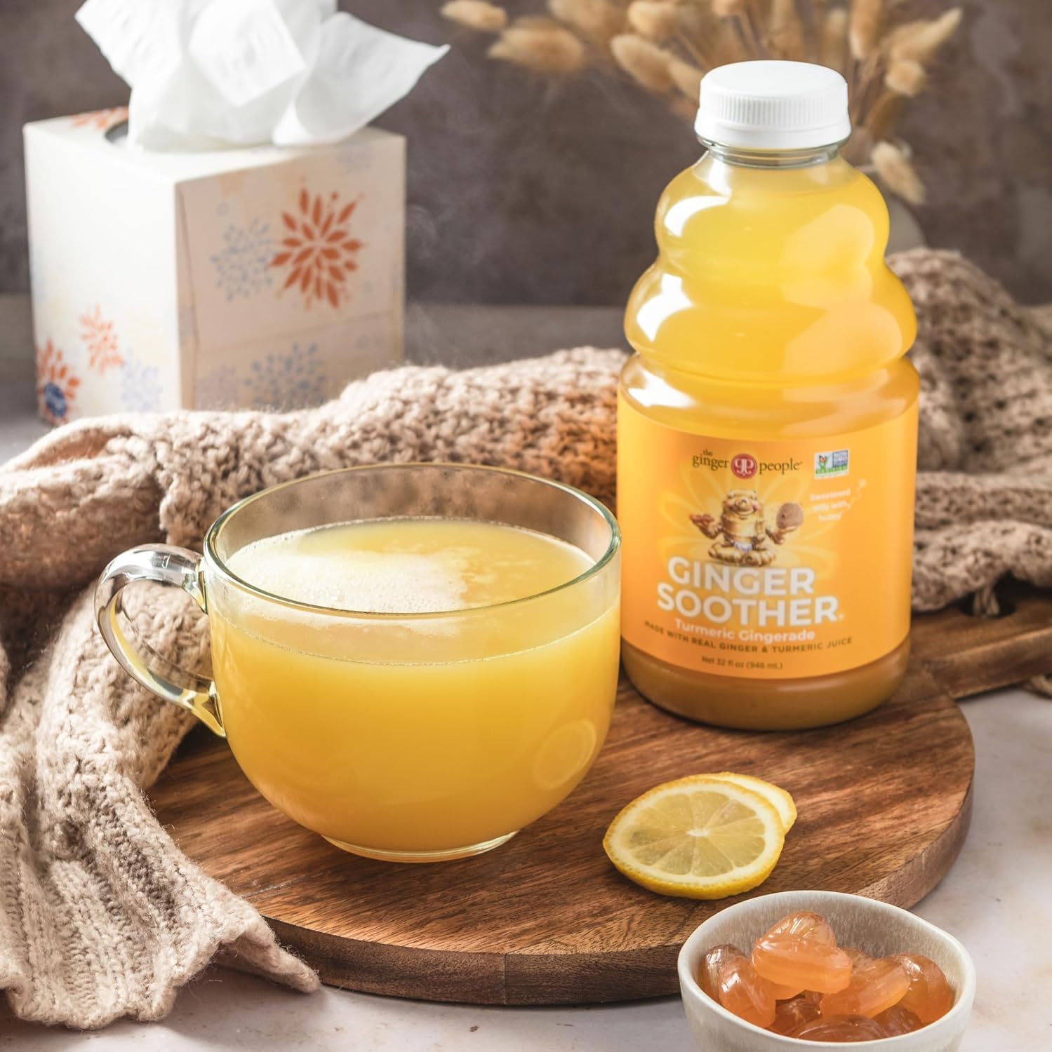 Ginger Soother Turmeric Gingerade – Soothing Comfort, Real Turmeric and Ginger Juice, Sweetened only with Honey, Simple Ingredients, Enjoy Hot or Cold - 32 Oz (Pack of 12)