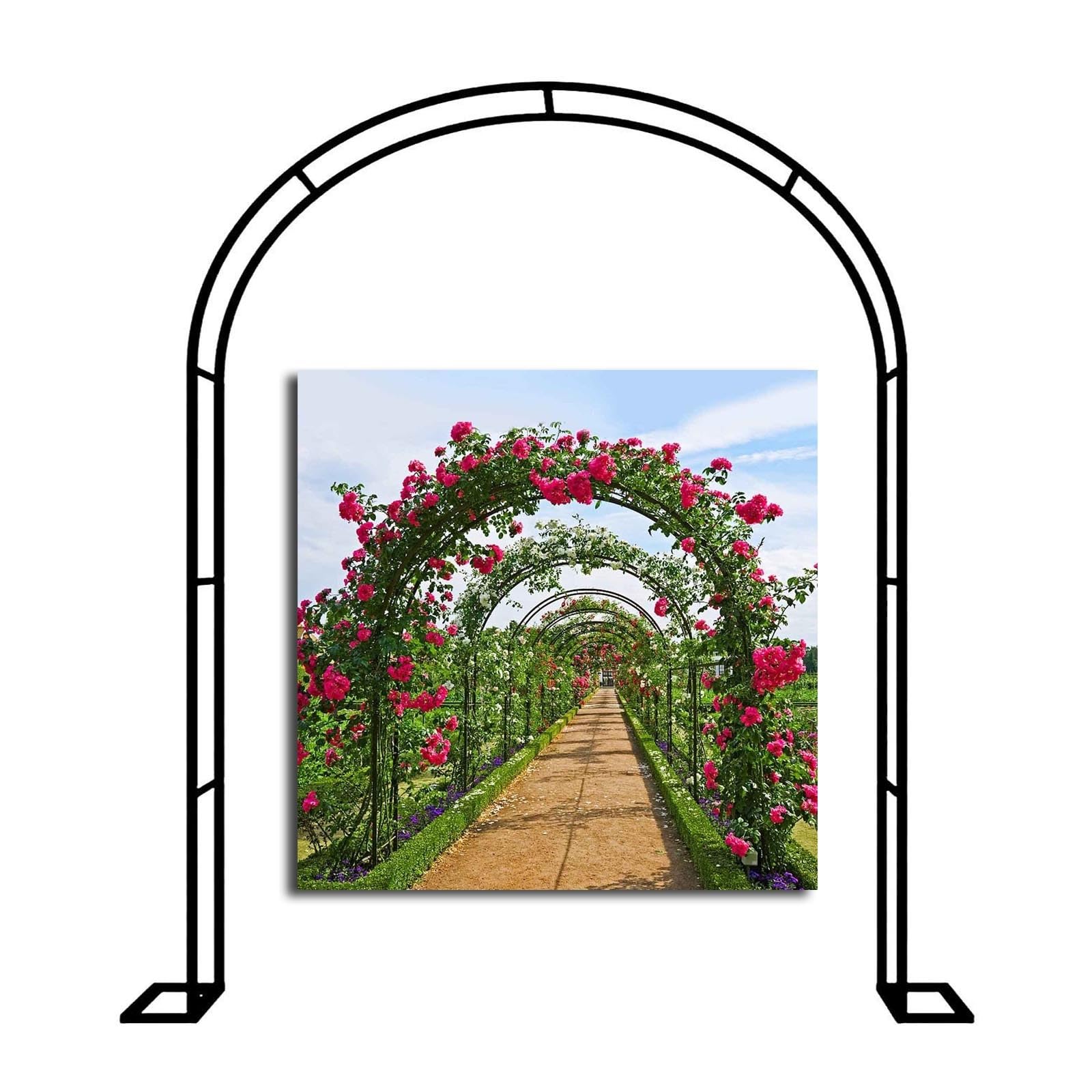 Stabiler Gartenbogen aus Metall für Hochzeit & Rosen wetterfest & rostbeständig Indoor/Outdoor schwarz Größe:B 200 x H 230 cm langlebiger Blumenbogen