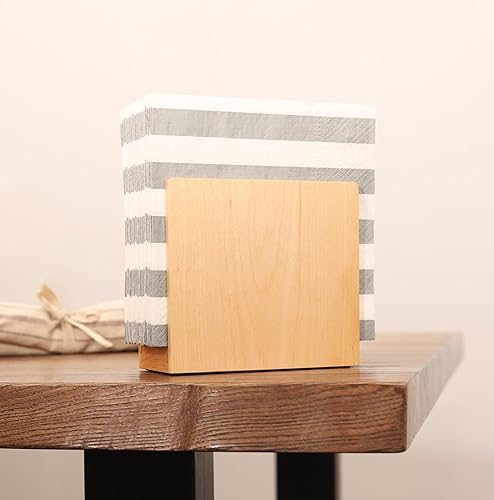 Miniatura 6 de Servilletero para mesa  Servilleteros de madera de granja, marrón claro, simple vertical, vertical, mesa de comedor, dispensador de servilletas de