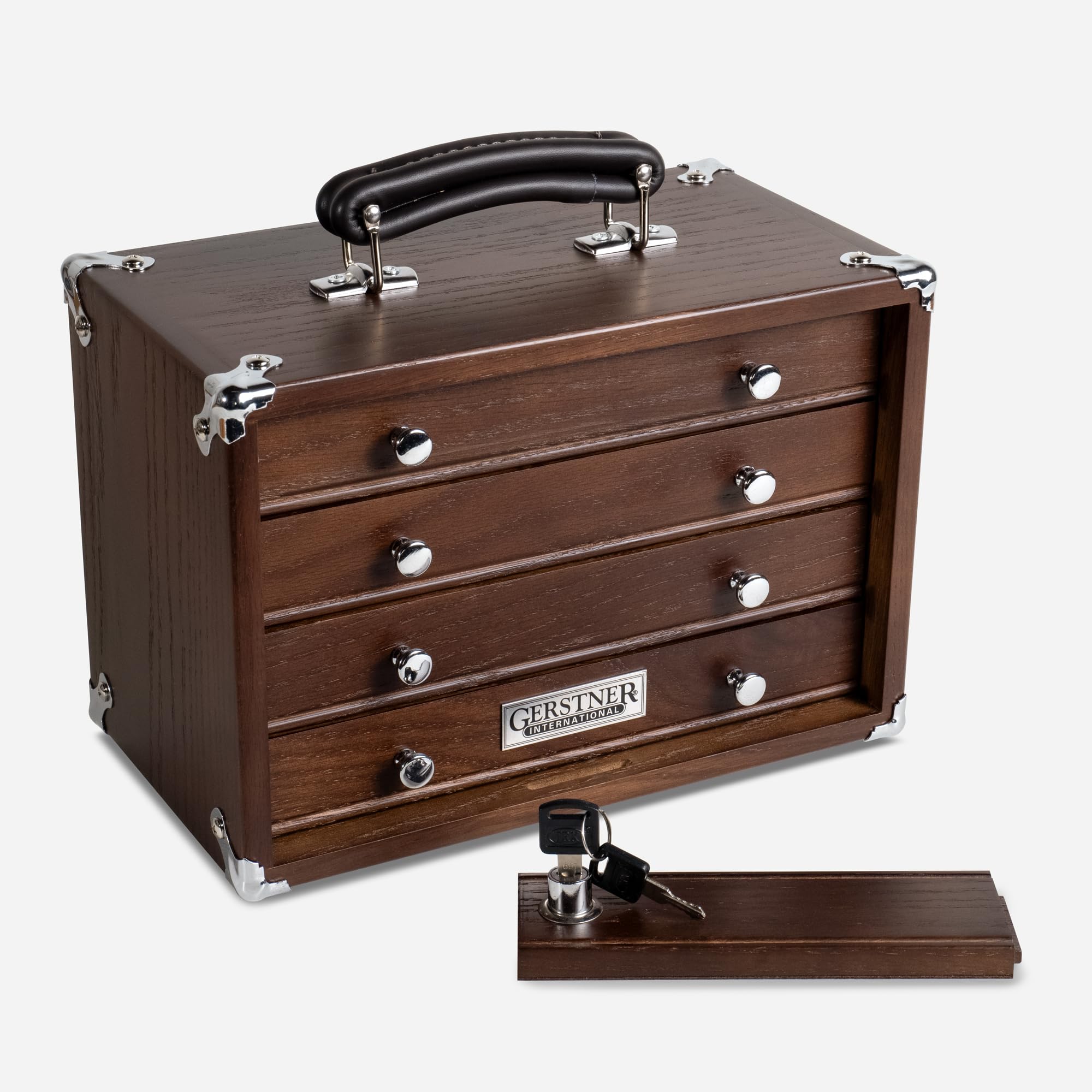Gerstner International GI-T12-D Dark Oak 4-Drawer Mini Portable Chest