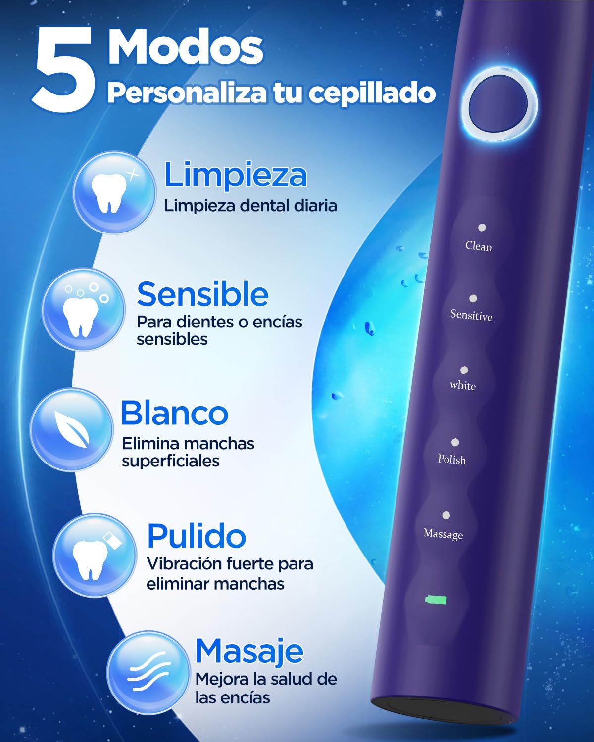 Cepillo de Dientes Eléctrico Sónico Mujer con 8 Cabezales - Cepillo Electrico Sónico Adultos con Estuche, 5 Modos, IPX7 Impermeable, Cepillo Dientes Electrico Viaje Recargable, Púrpura Oscuro