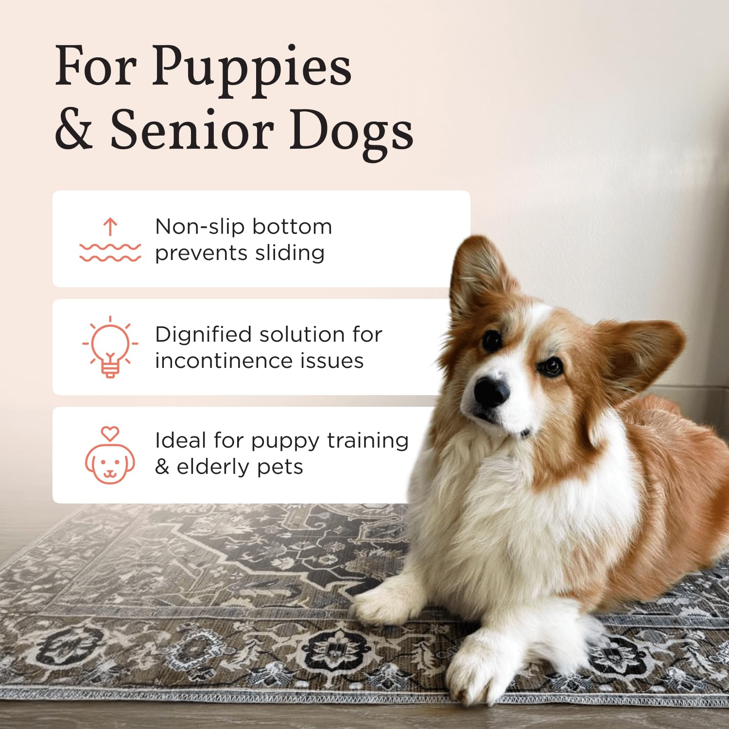 Lovewag Pets Empapadores Lavables para Perros Empapadores Reutilizables Antideslizantes Empapadores superabsorbentes antifugas Empapadores Lavables para Perros (Crema Caramelo)