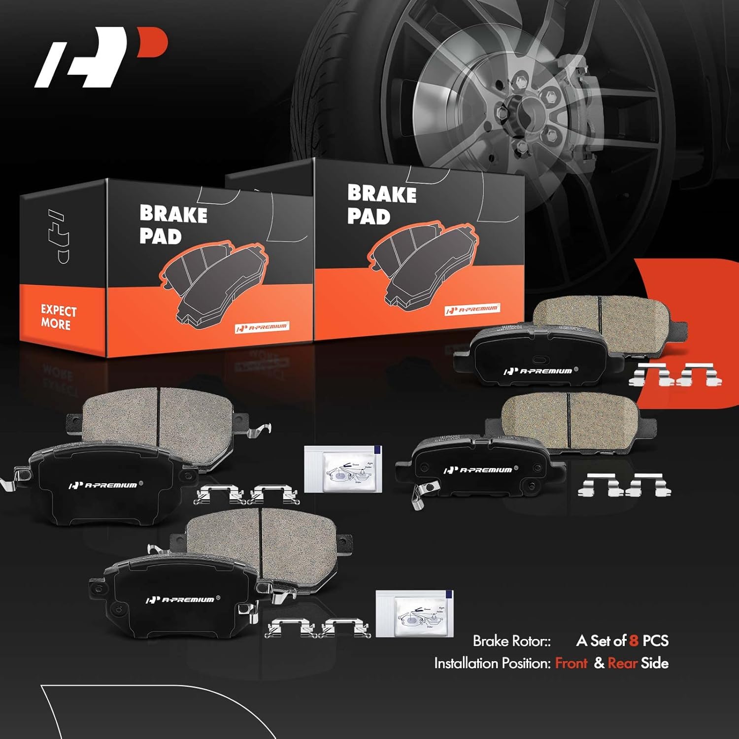 A-Premium Front and Rear Ceramic Brake Pads Set Compatible with Nissan and Infiniti Models - Altima 2005-2006, Maxima 2004-2008, Murano 2003-2007 2009-2012,FX35/FX45 2003-2005