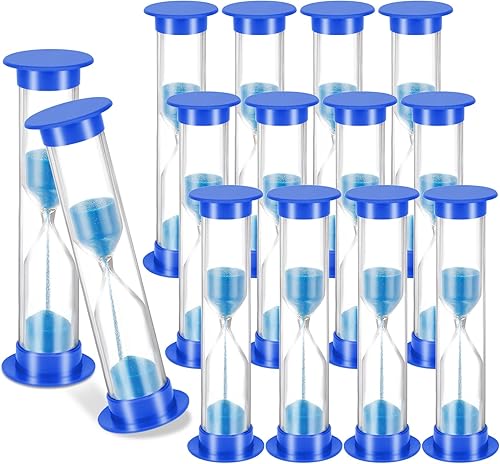 Temporizador de arena de 5 minutos de plástico, azul, mini temporizador de arena de reloj de arena, temporizadores de arena para el aula, para