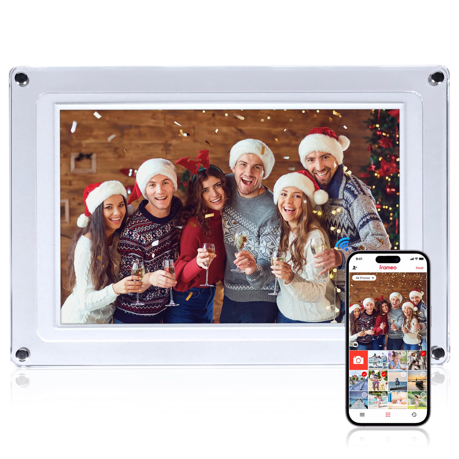 Cornice Digitale Foto, Rollei Smart Frame WiFi 109 10,1 Frameo Portafoto Digitale 32GB 1280x800 Schermo Tattile IPS Condivisione Istantanea di Foto e Video Acrilico Cornice-Digitale-Foto-Frameo-WiFi