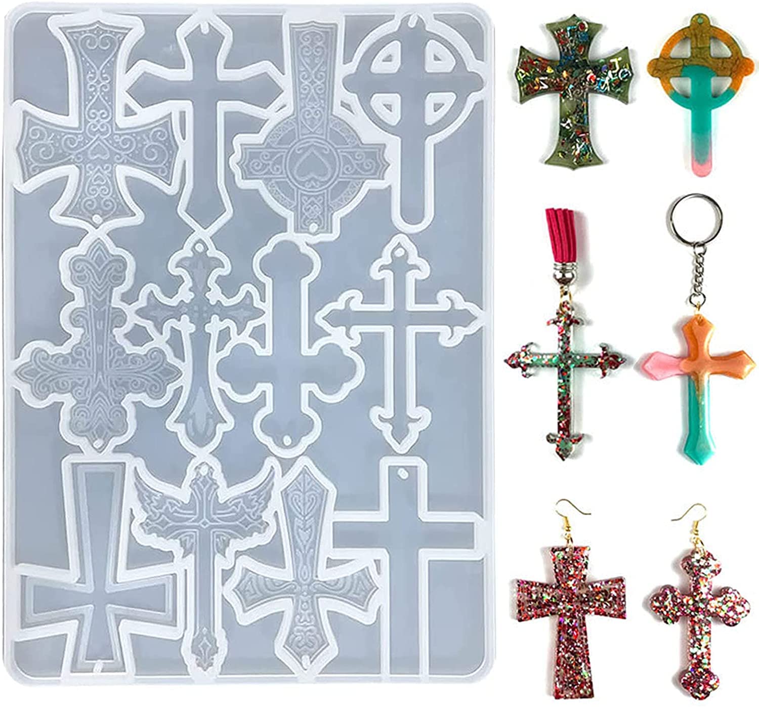 Selecto Bake Cross Pendants Epoxy Resin Mold Keychain Pendant Silicone Mould DIY Crafts Jewellery Necklace Casting Tools DIY Craft Making Necklace Keychain Jewelry Pendant - Image 3