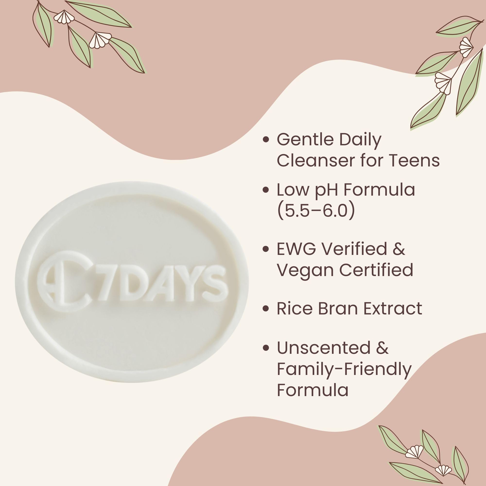 Cdh7Days Ewg vegane Seife, verifiziert, handgefertigt (hergestellt in Korea). Natürliche Körperseife auf pflanzlicher Basis, handgefertigt aus Kleie