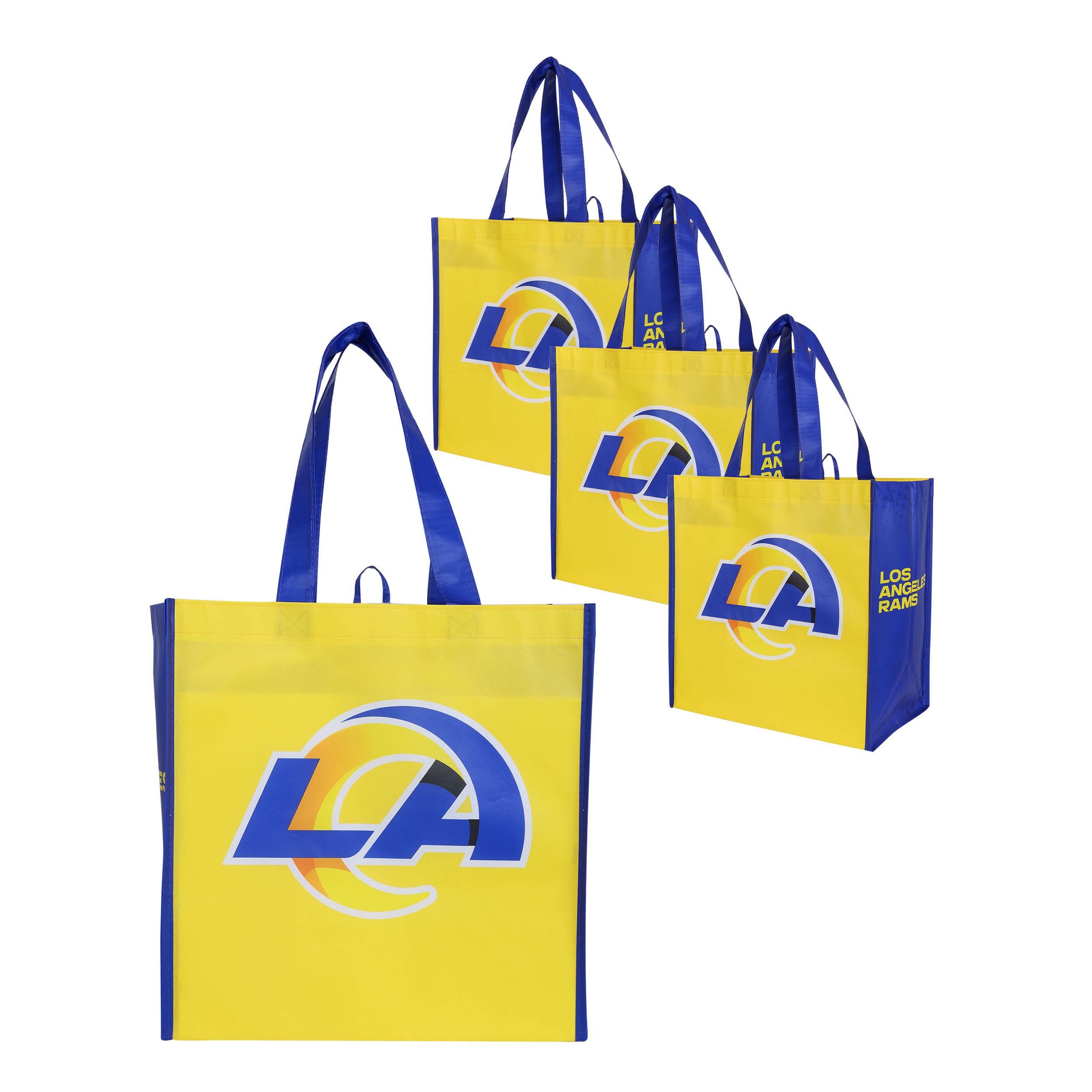 FOCO NFL unisex-adult Nfl Team Logo 4-pack Reusable Grocery Shopping Bags Totes