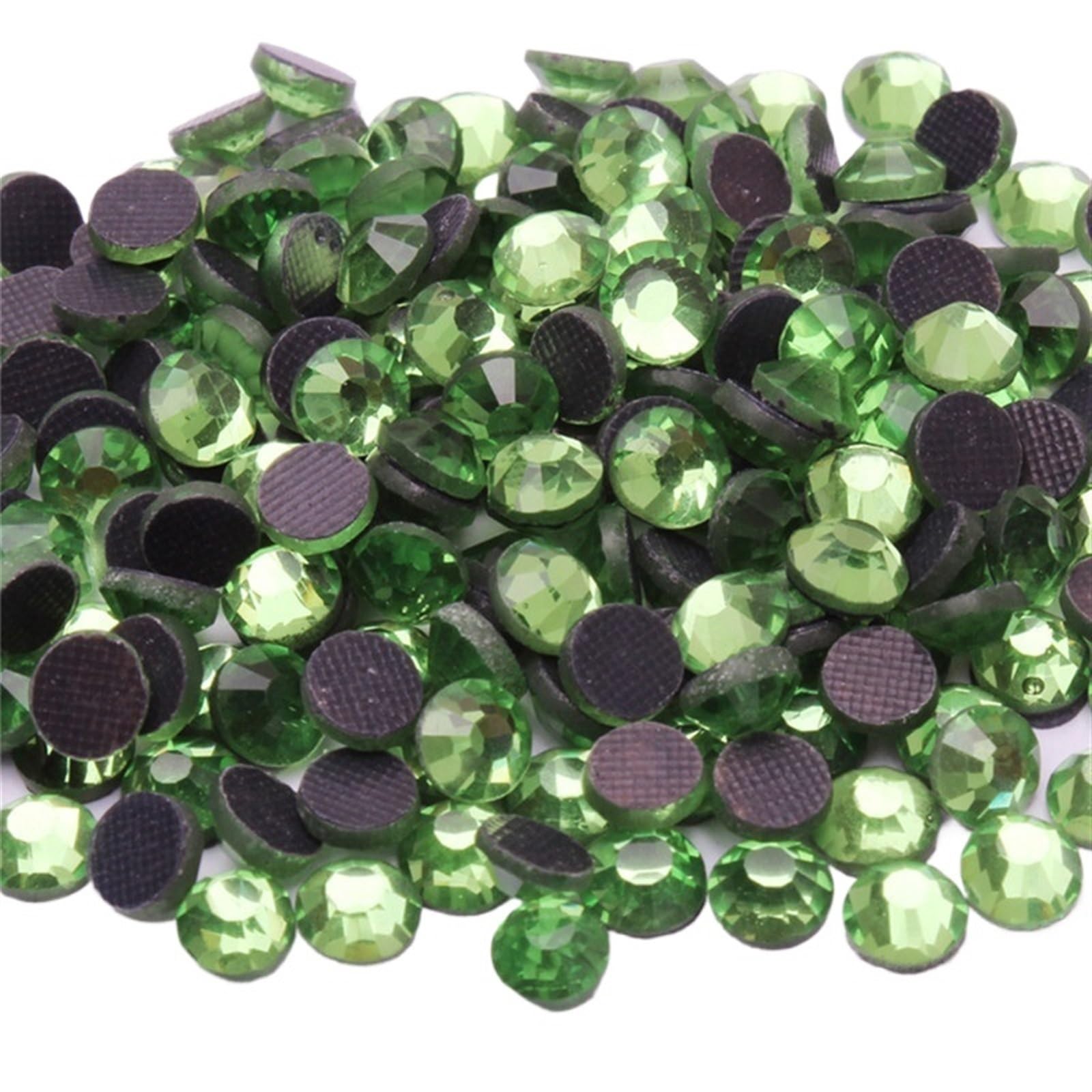 Hotfix Rhinestones Hotfix Rhinestone Crystal with Glue On Flatback Crystal Glass Rhinestone(Color:Peridot,Size:SS16 1440pcs)