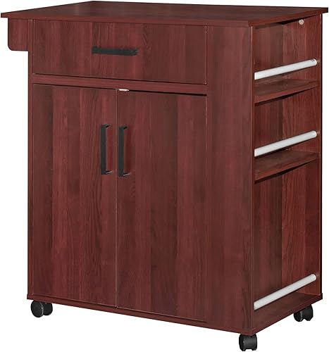 Better Home Products Shelby - Carrito de cocina rodante con gabinete de almacenamiento, color blanco