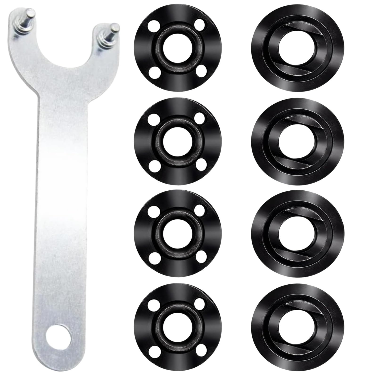 9 Pcs Angle Grinder Nut Angle Grinder Wrench Kit 5/8-11 Flange Metal Lock Nut Fits for Milwaukee Dewalt Makita193465-4 Metabo Bosch 4.5" 5" Grinder