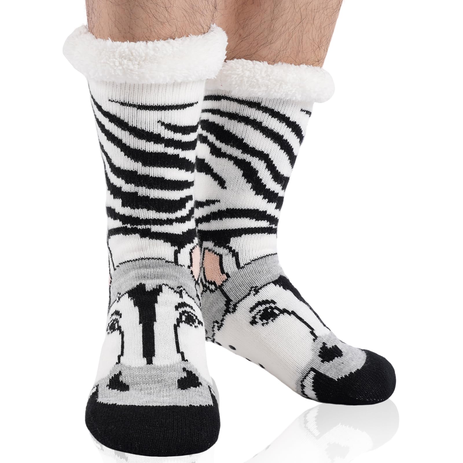 SockWaddles Kuschelsocken Herren, Thermosocken, Stoppersocken, Hüttensocken, Flauschige Hausschuhsocken, Größe 39-46