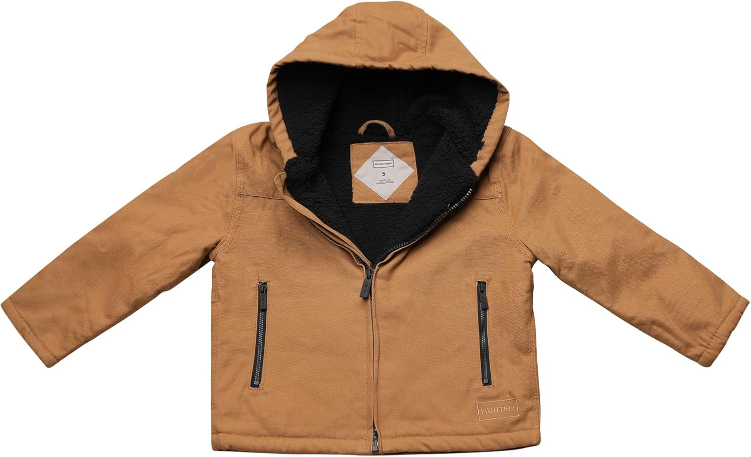 Hunter Boys Hooded Canvas Workwear Jacket – Durable Plush-Lined Outerwear Coat for Baby, Toddler & Big Boys (12M–12Y)