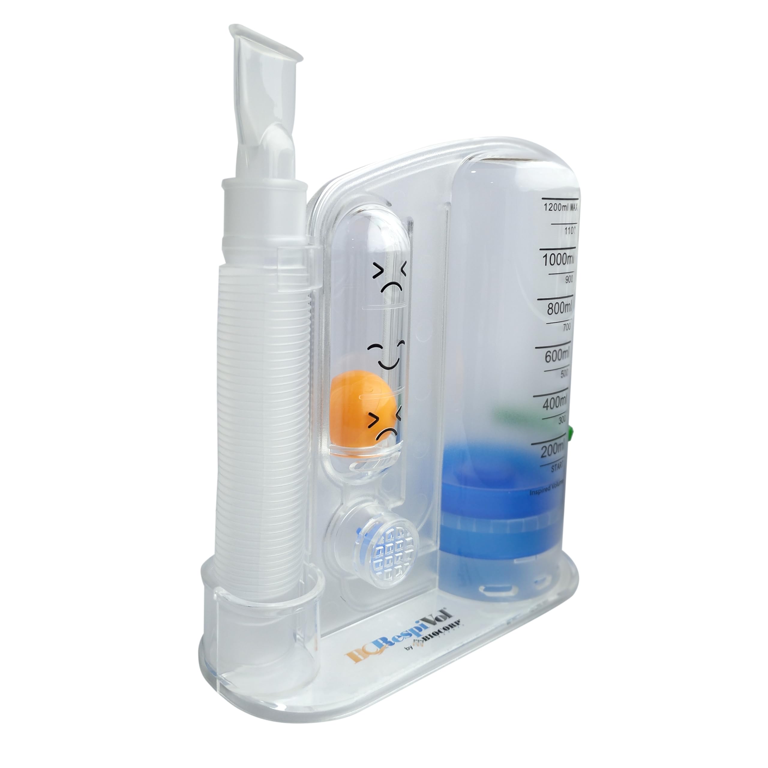 BCRespivol wolumetryczny przyrząd do ćwiczeń wdechowych, jednokulowy spirometr, spirometr, 1200 ml