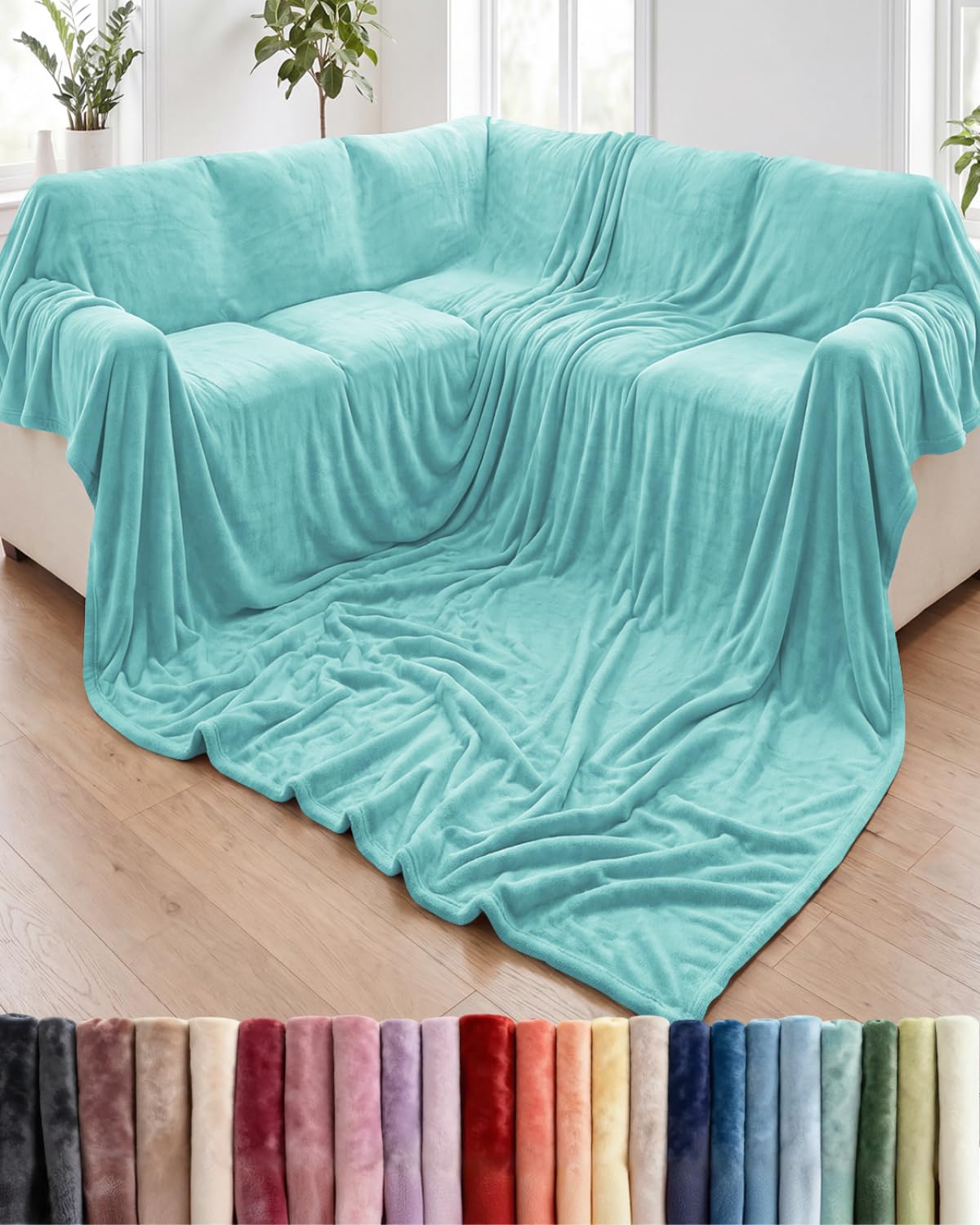 Fleece Blanket Giant 120" x 180" - Ultra-Soft Flannel Throw - Turquoise