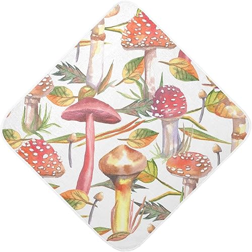 Toalla de baño con capucha de muselina vintage de hongos, ultra suave y absorbente, para niños y niñas, bata de baño de algodón, manta para recién