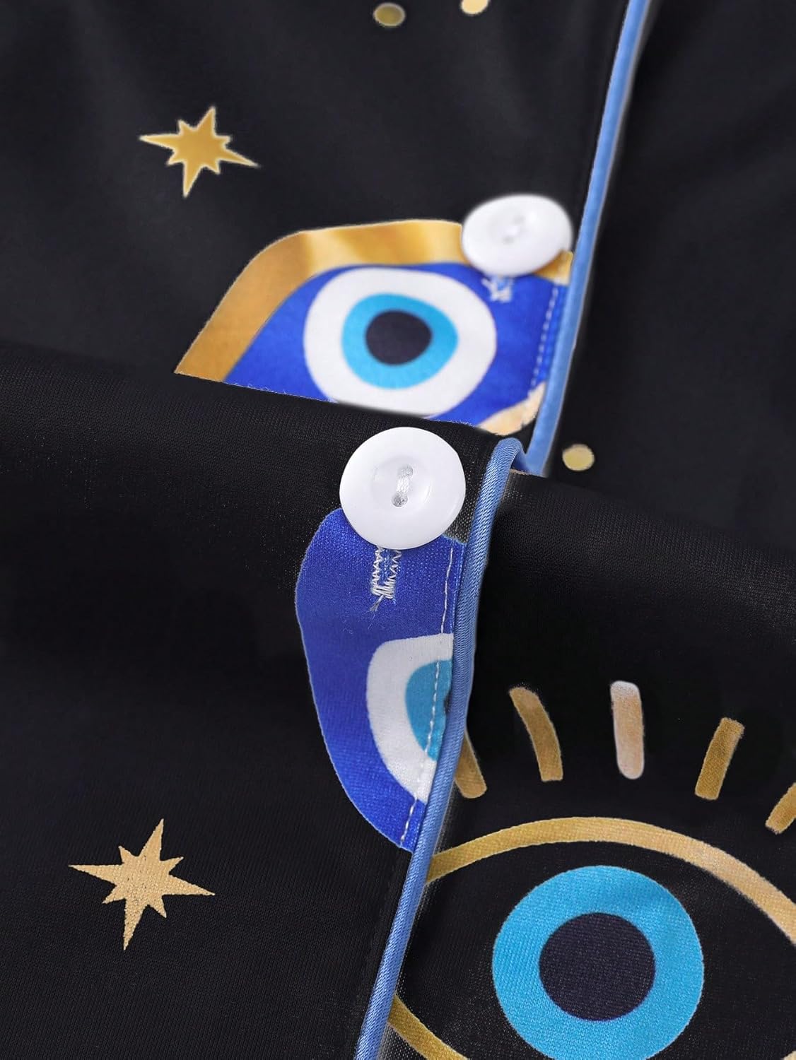 Women's 2 Piece Evil Eyes Print Pajama Sets Sleepwear Short Sleeve Nightwear Soft Pjs Lounge Sets - Image 7