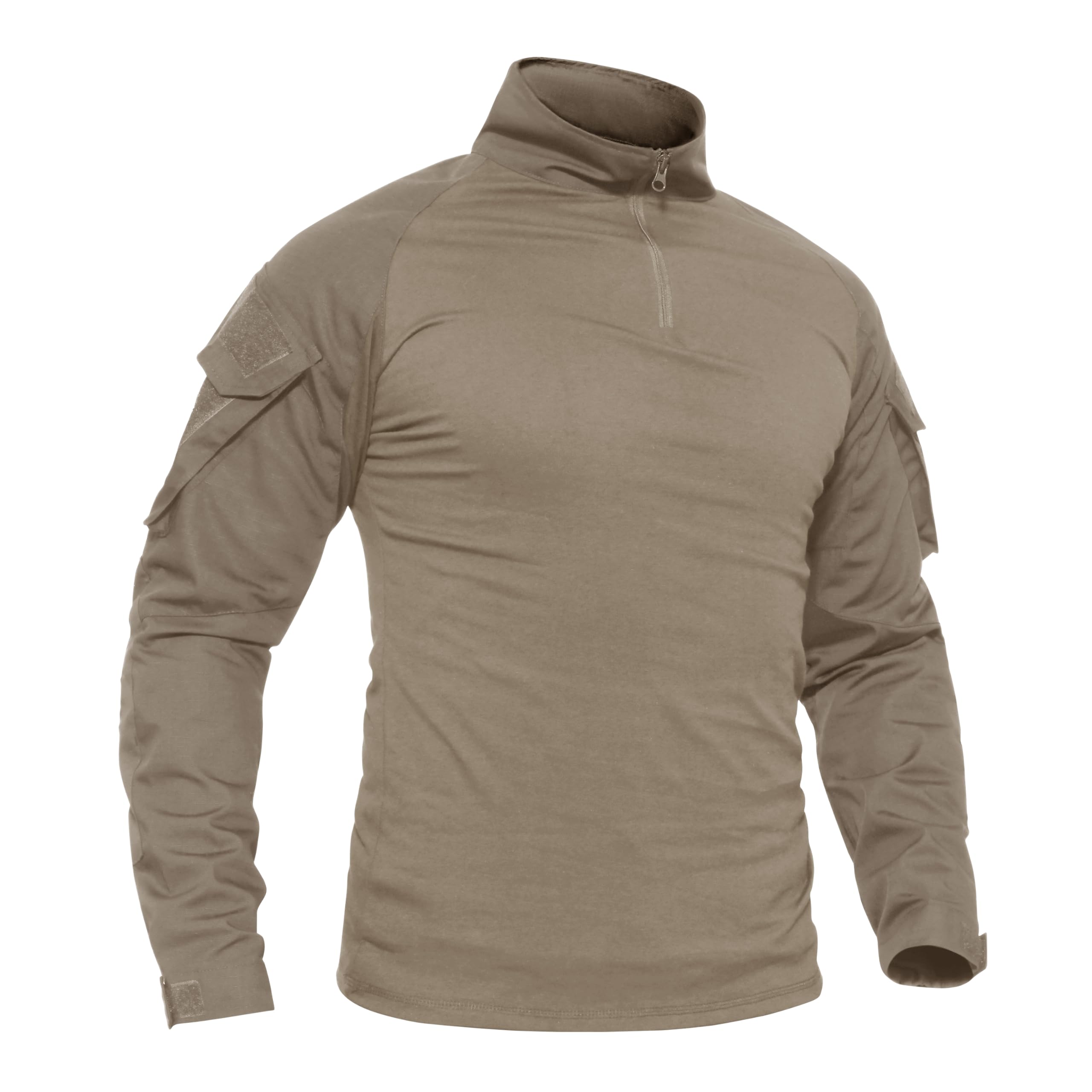 Tactical Tops for Men 1/4 Zip Work Shirt Military Combat Long Sleeve T-Shirt with Pockets
