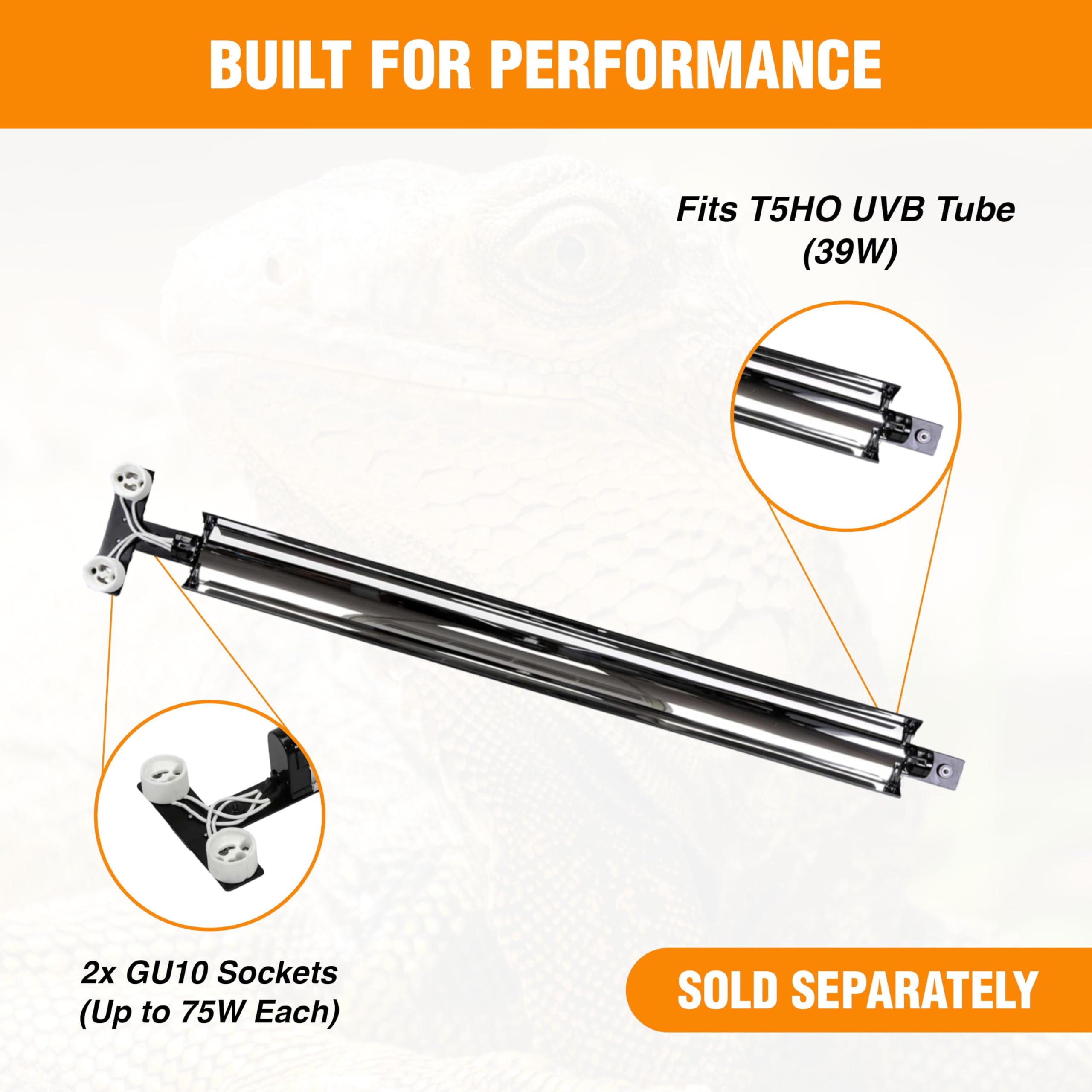 Carolina Custom Cages Reptile 34 pulgadas T5HO UVB 39W + doble GU10 luz de luz de consumo, paquete con 10.0 UVB T5HO 39W 34" tubo fluorescente de iluminación de reptil