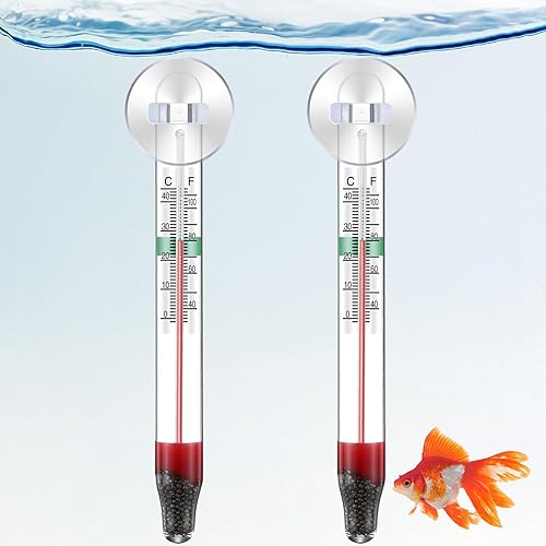 Dreyoo 2 Pcs Floating Aquarium Thermometers, Floating Glass Aquarium Thermometer