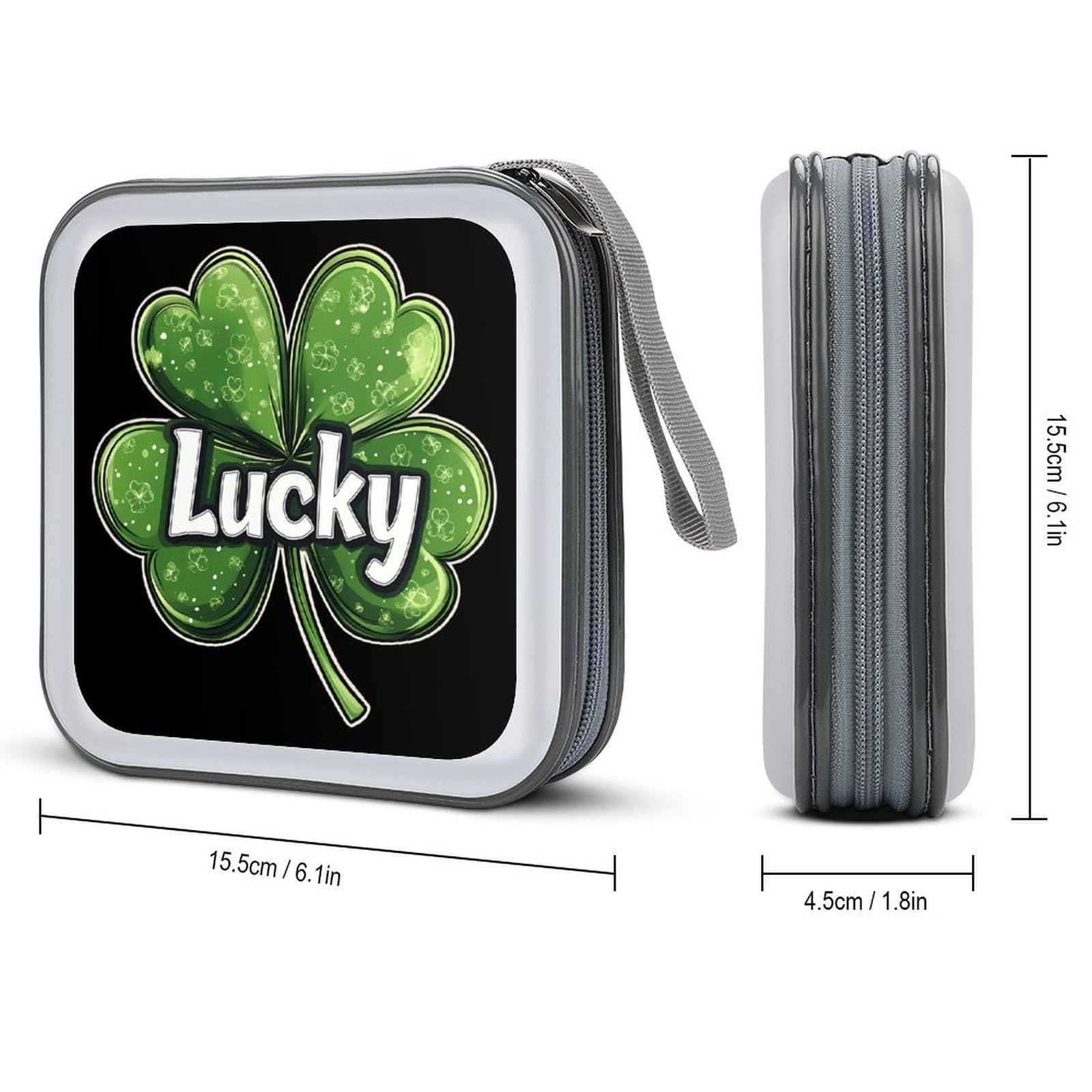 Shamrock Lucky St Patricks Day CD Case Plastic DVD Case Holder Wallet Disc Storage Organizer for Car Travel