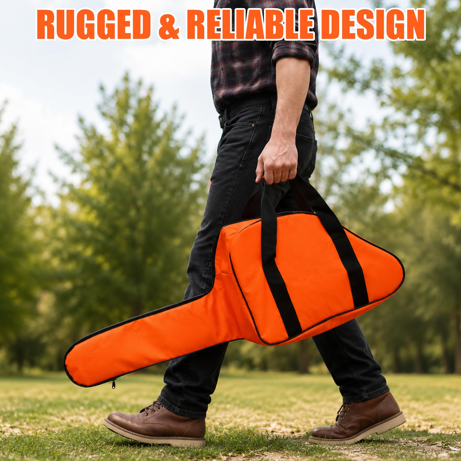 Chainsaw Bag Carrying Case Portable Protection Waterproof Holder Fit for Stihl Husqvarna 12''/14''/16'' Chainsaw Storage Bag(Orange)