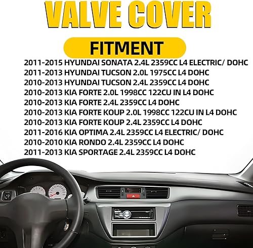 Miniatura 2 de Tapa de válvula compatible con Hyundai 2010-2015 Tucson Sonata 2010-2016 KIA Forte Optima Rondo Sportage 2.0L 2.4L 224102G100