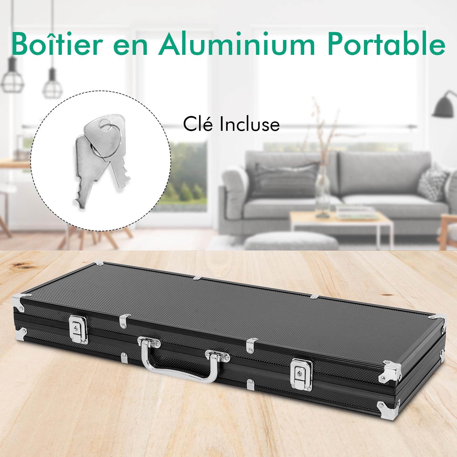 DREAMADE Set de Poker avec 500 jetons de Poker Laser & Valise en Aluminium & 2 Jeux de Cartes & 5 dés & 3 Boutons de Croupier & Nappe, Jeu de Poker Professionnel (Noir)