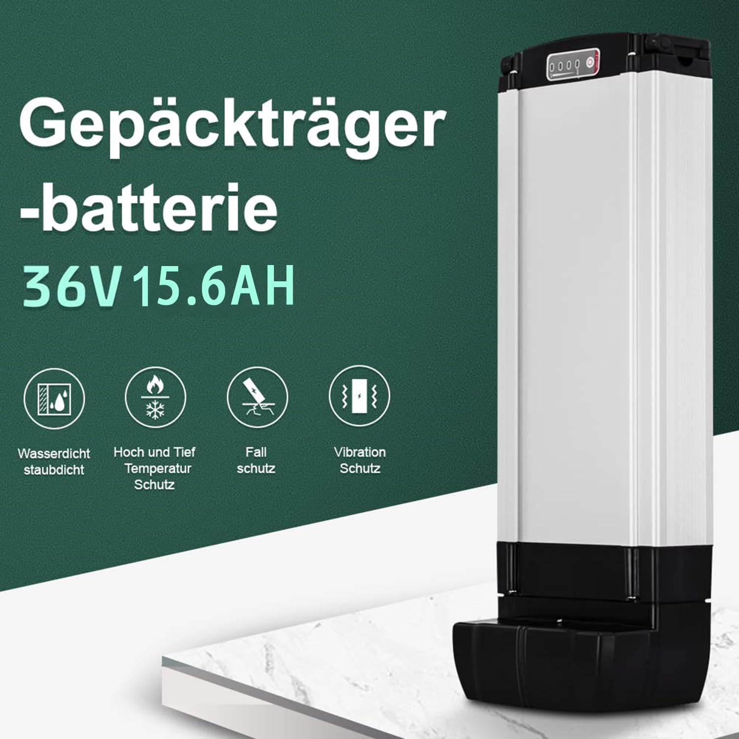 E-Bike 36V 15.6Ah 561Wh Lithium-Ion Rear Battery for para E-GO! Wondervelo, Hapex Electric Bicycle Pedelec, with Charger