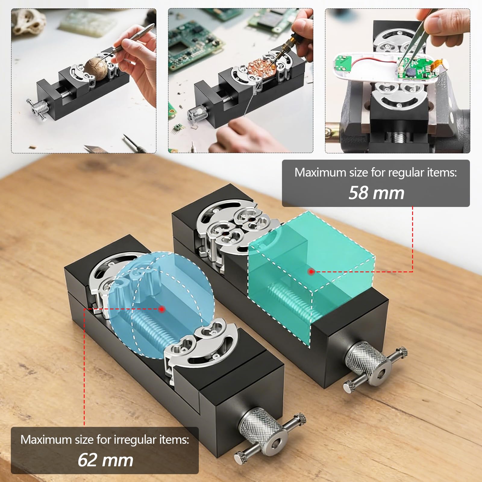 Mini-Schraubstockklemme, Fraktal Schraubstock Selbstjustierender Mini-Tischschraubstock mit 6 unabhängigen Backen Selbsteinstellendes Intelligentes Fraktal-Design für Handwerksarbeiten Modellbau
